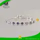Synthetic Emerald & Moissanite Gold Bolo Bracelet - Stone Bead Bracelets 1