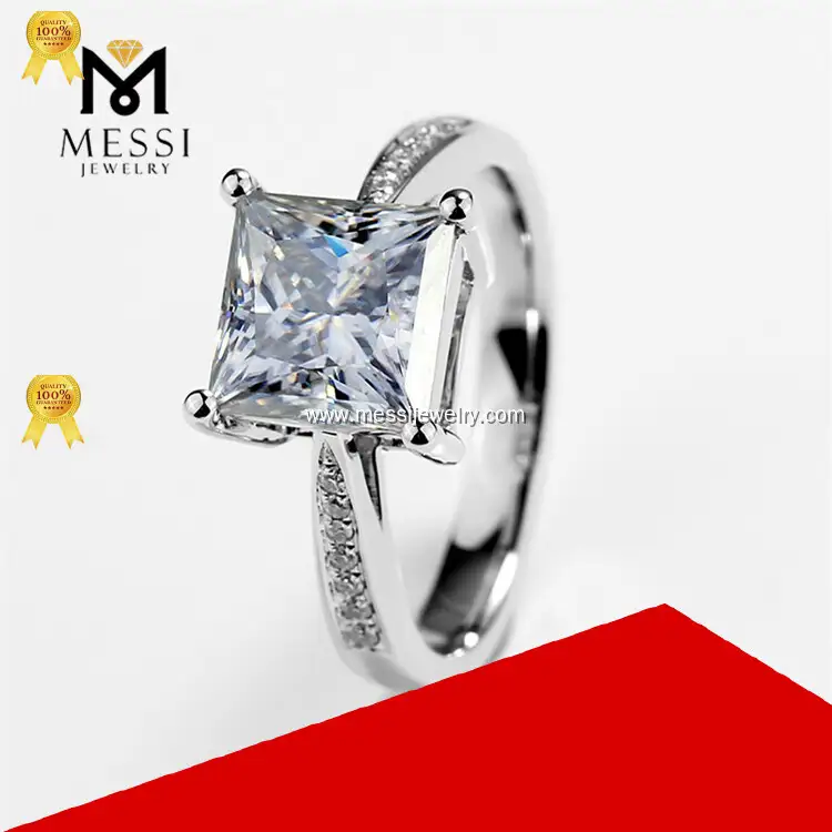 Princess Cut Moissanite Diamond Ring in White Gold - Fine Jewelry 1