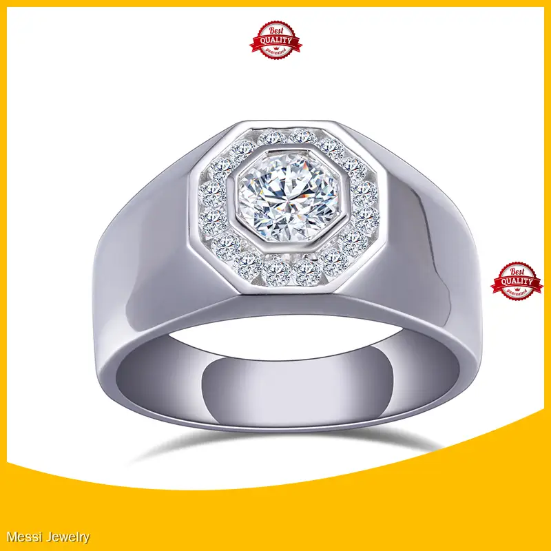 10K White Gold Octagon Cut Moissanite Ring For Men 1