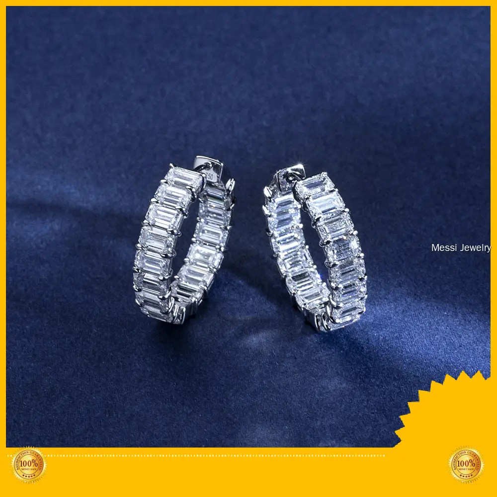 Emerald Lab Diamond Earrings MES-787 - Custom Jewelry 1