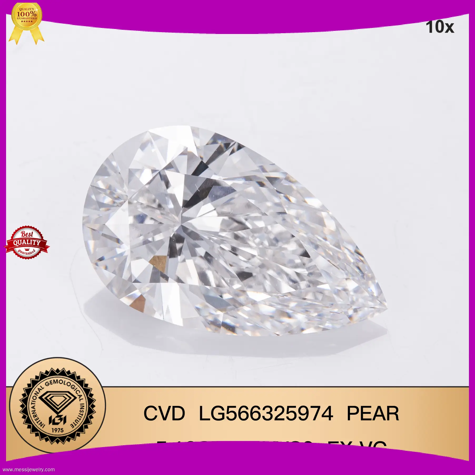 5.18CT Pear Shape E VVS2 Lab Diamond with IGI Certificate 1