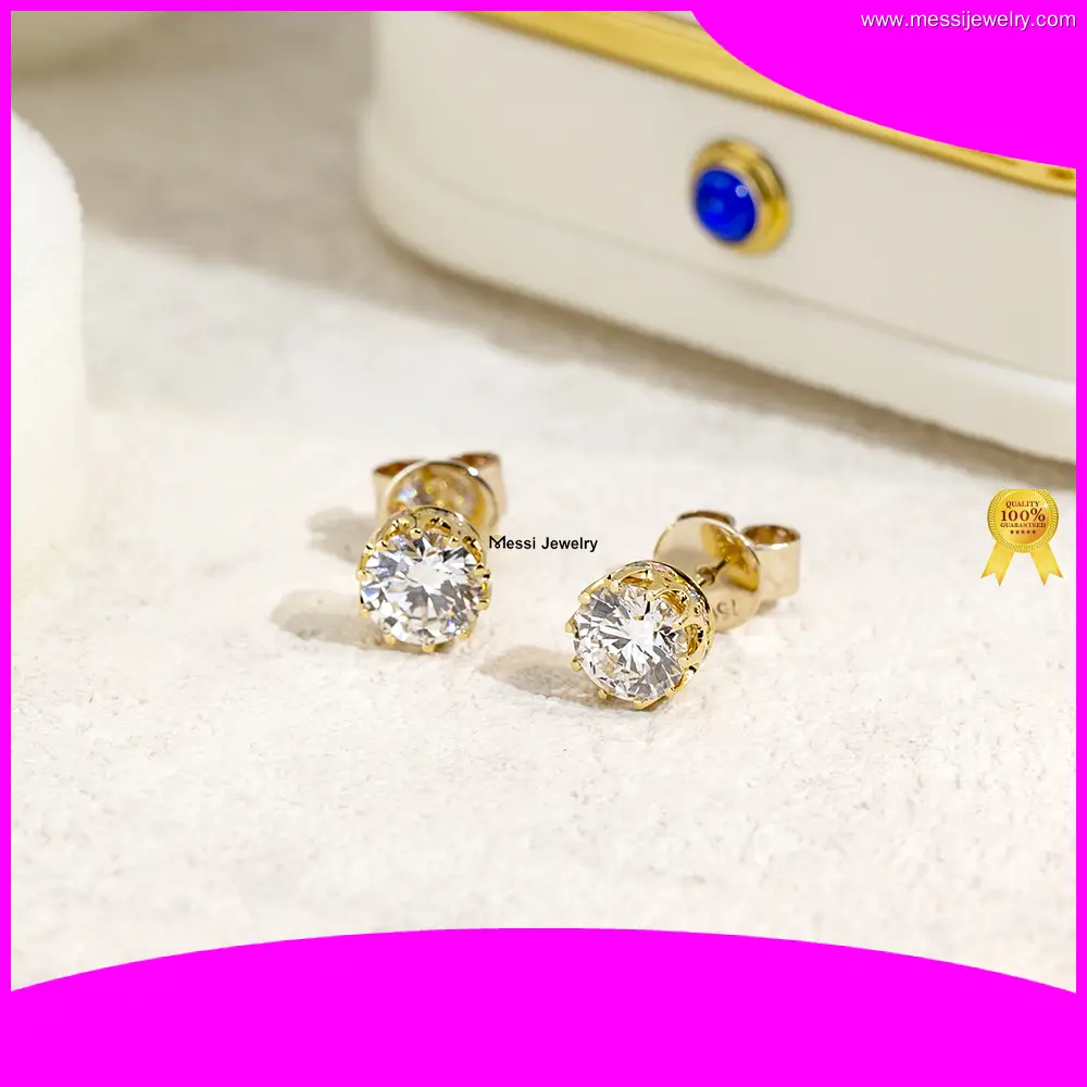 Messi Jewelry 18K/14K Gold Round Lab Diamond Earrings - IGI Certified 1