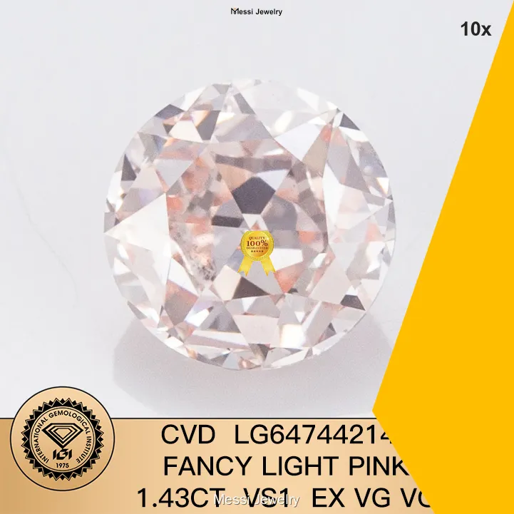 1.43ct Round Fancy Light Pink Lab Grown Diamond - IGI Certified 1