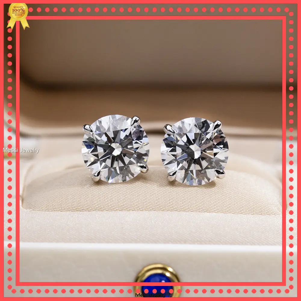 Customized Messi Jewelry White Gold Lab Diamond Earrings 1