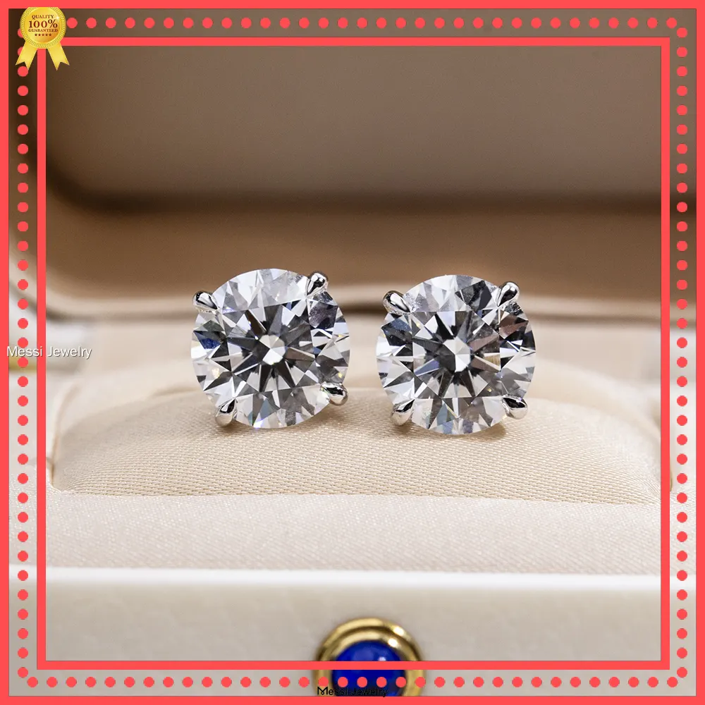 Customized Messi Jewelry White Gold Lab Diamond Earrings 1