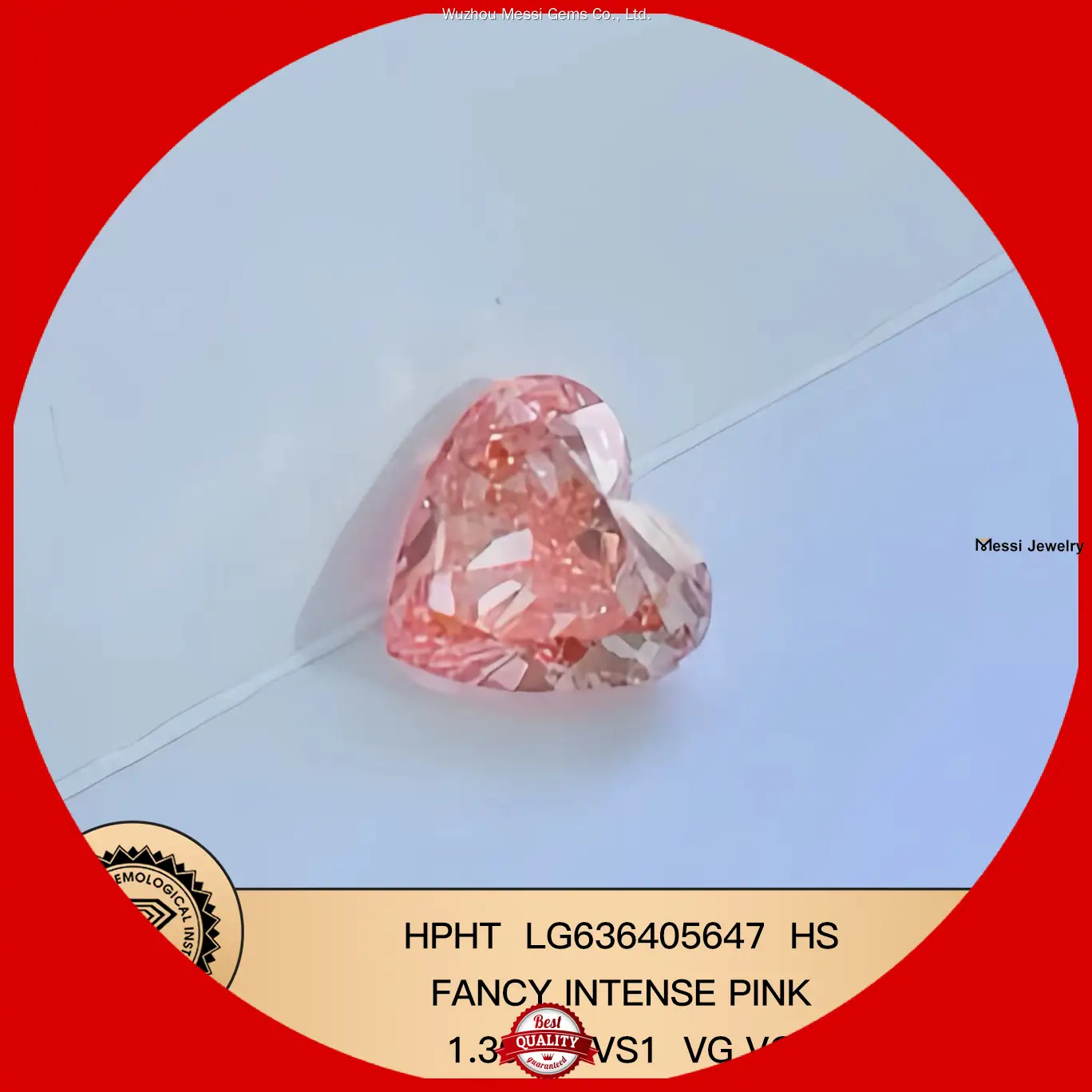 1.3 CT VS1 Fancy Intense Pink Heart Lab Diamond 1