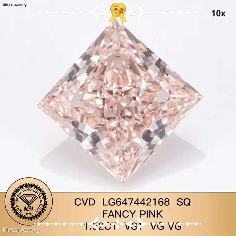 1.52CT Princess Lab Diamond with IGI Certification – Perfect for Custom Jewelry 1