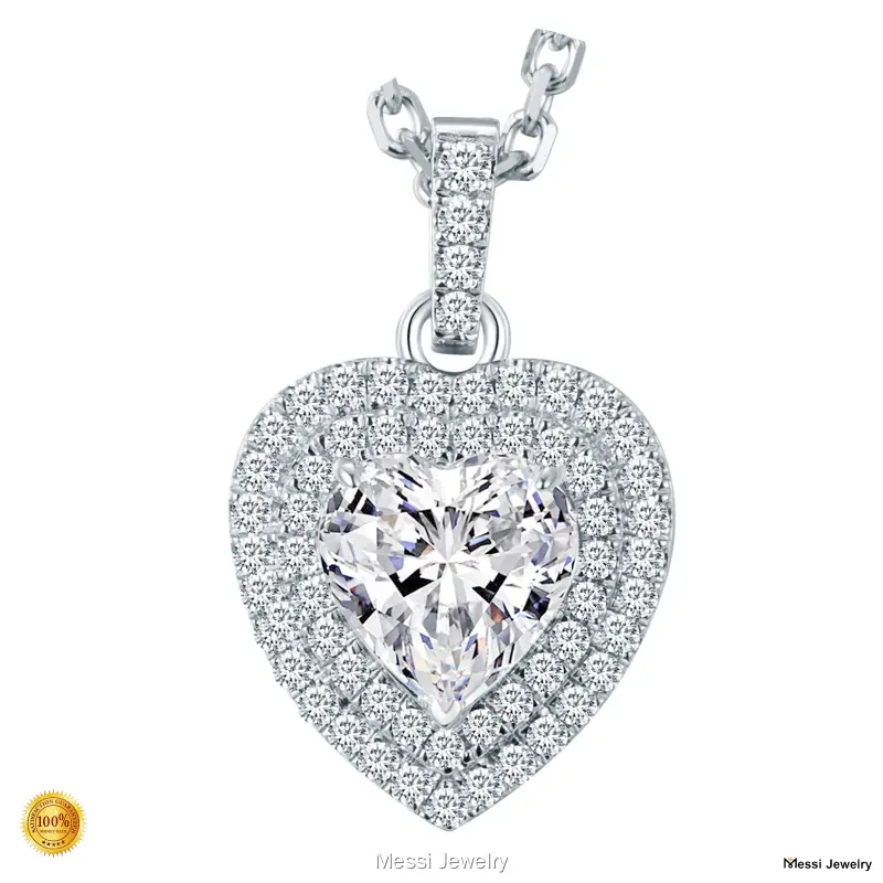 18K White Gold Heart-Shaped Lab-Grown Diamond Pendant Necklace 1
