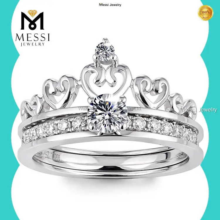 Messi Jewelry Moissanite Wedding Ring Set - 14k Gold Double Engagement 1
