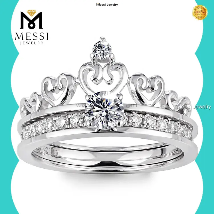 Messi Jewelry Moissanite Wedding Ring Set - 14k Gold Double Engagement 1