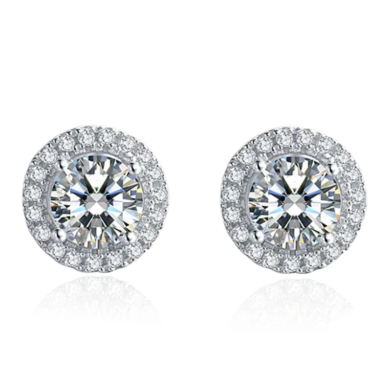 Moissanite Sterling Silver Stud Earrings with GRA Certificate 1