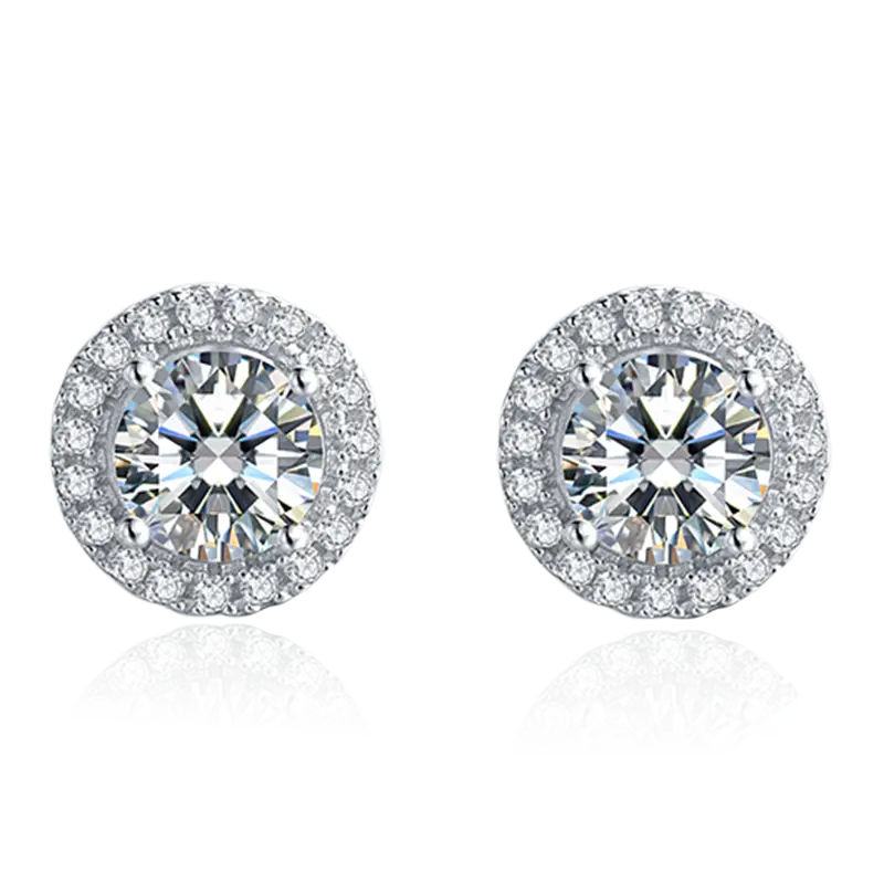 Moissanite Sterling Silver Stud Earrings with GRA Certificate 1