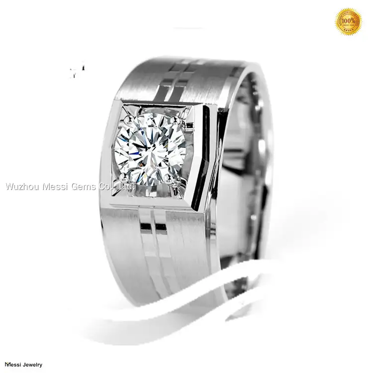 Messi Jewelry 1 Carat White Gold Men's Moissanite Ring 1