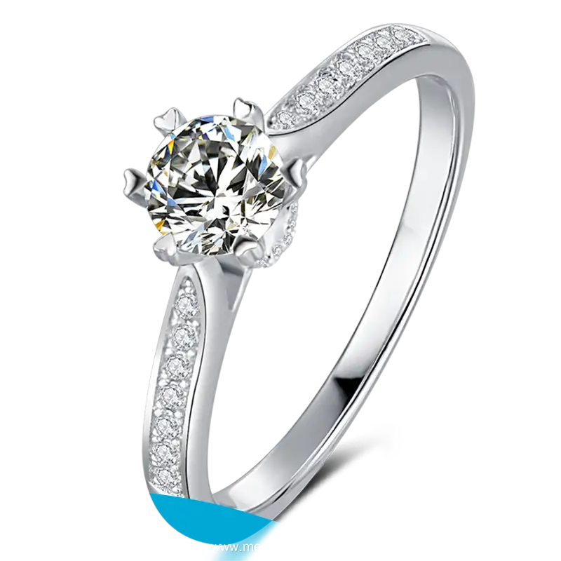 Silver Moissanite Engagement Rings with GRA Certificate 1