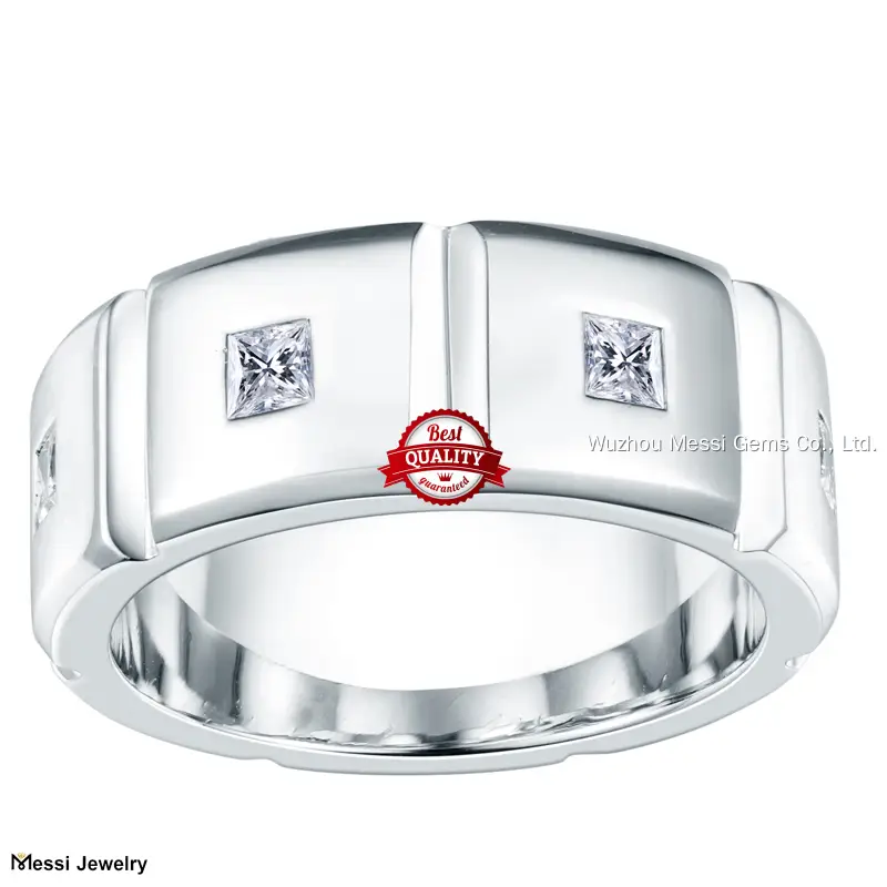 Platinum Pt950 Square DEF Moissanite Ring - High Quality 1