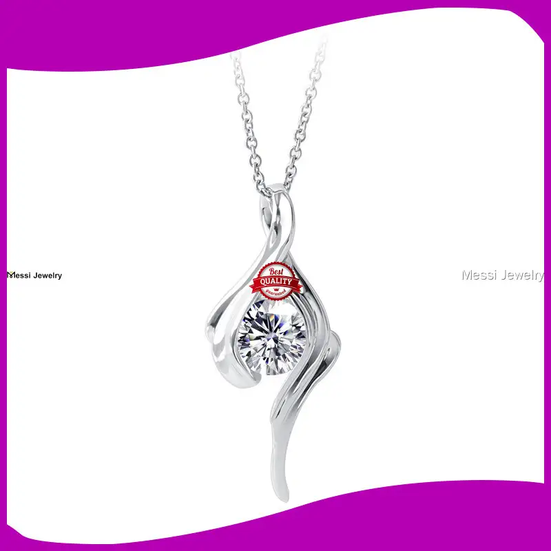 Messi Moissanite Solitaire Necklace - White Gold Fashion Jewelry 1