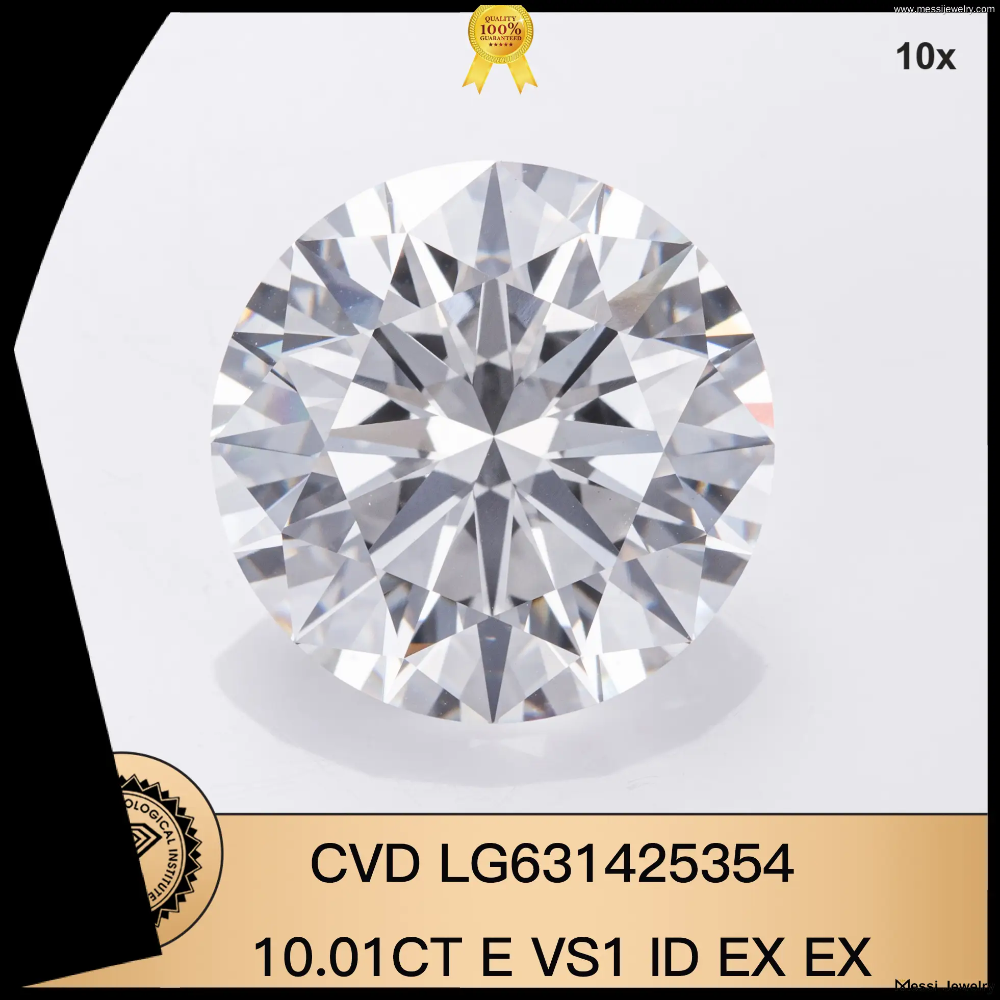 10CT Round Lab Grown Diamond - IGI Certified - Customizable Styles 1