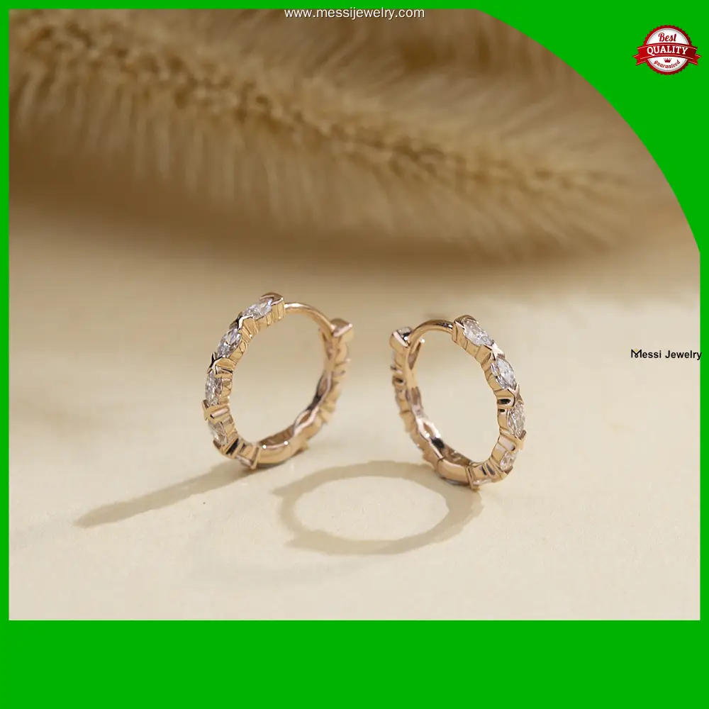 MSE-781 Lab Diamond Marquise Cut Rose Gold Earrings 1