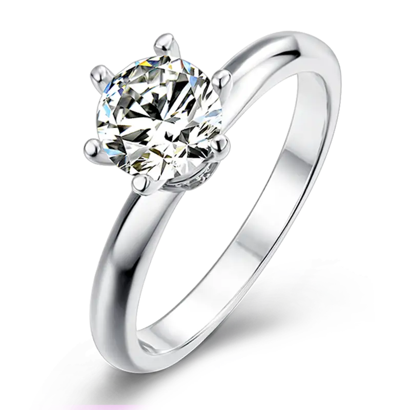 Moissanite Silver Engagement Ring with GRA Certificate 1