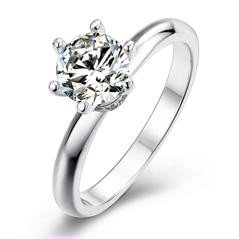 Moissanite Silver Engagement Ring with GRA Certificate 1