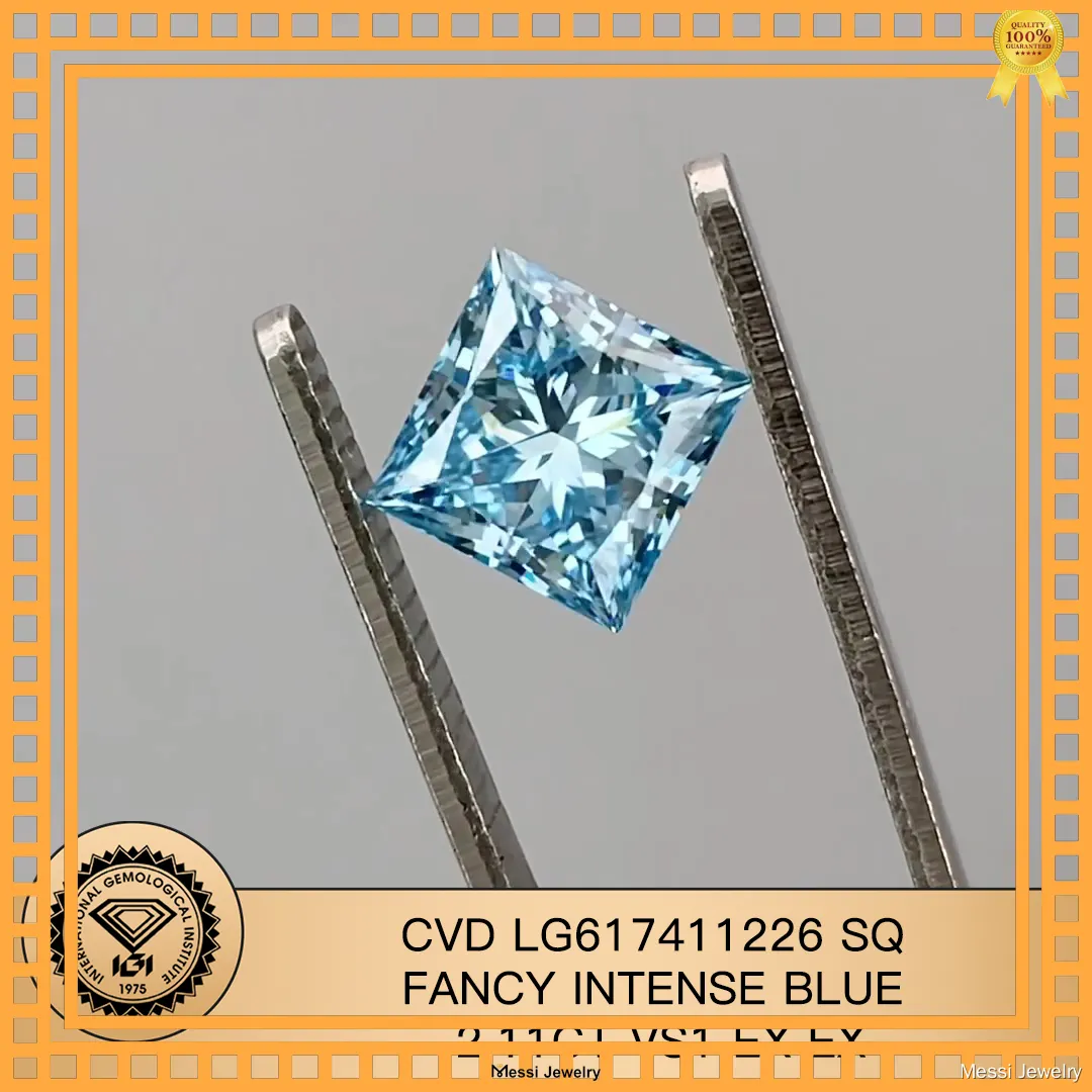 Princess Lab Diamond with IGI Certificate - Messi Jewelry 1