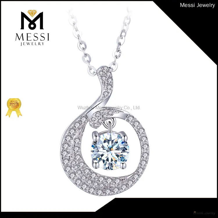 Messi Jewelry 18K Gold Moissanite Circle Pendant 1