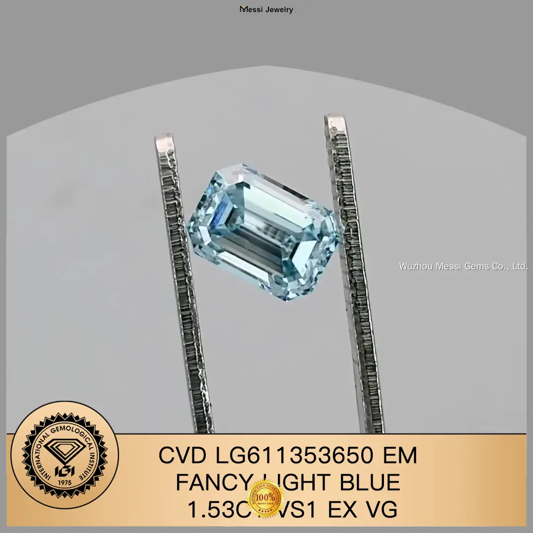 Lab Grown 1.53CT Light Blue Emerald Diamond 1