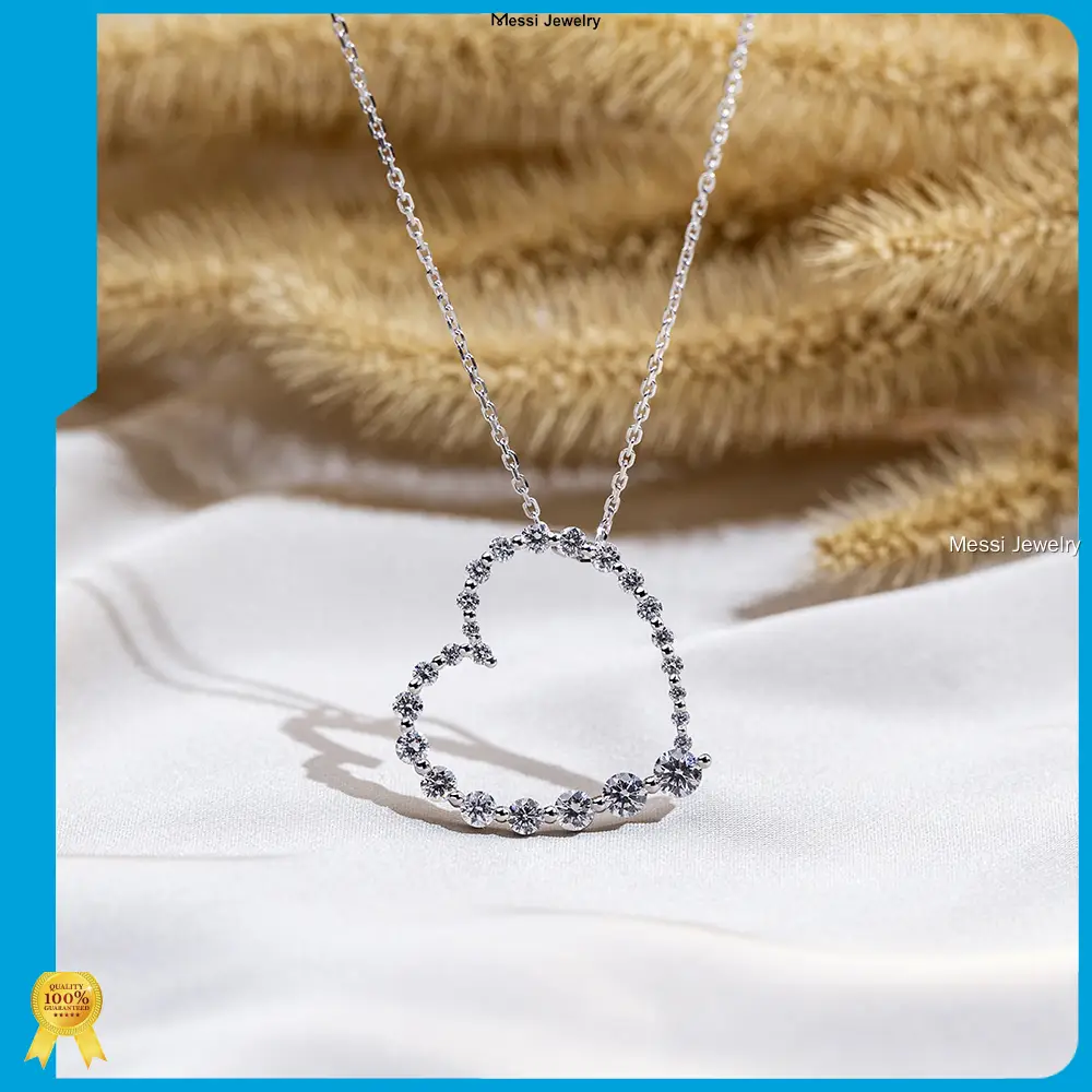 18K Custom Heart Lab Diamond Necklace - Messi Jewelry 1