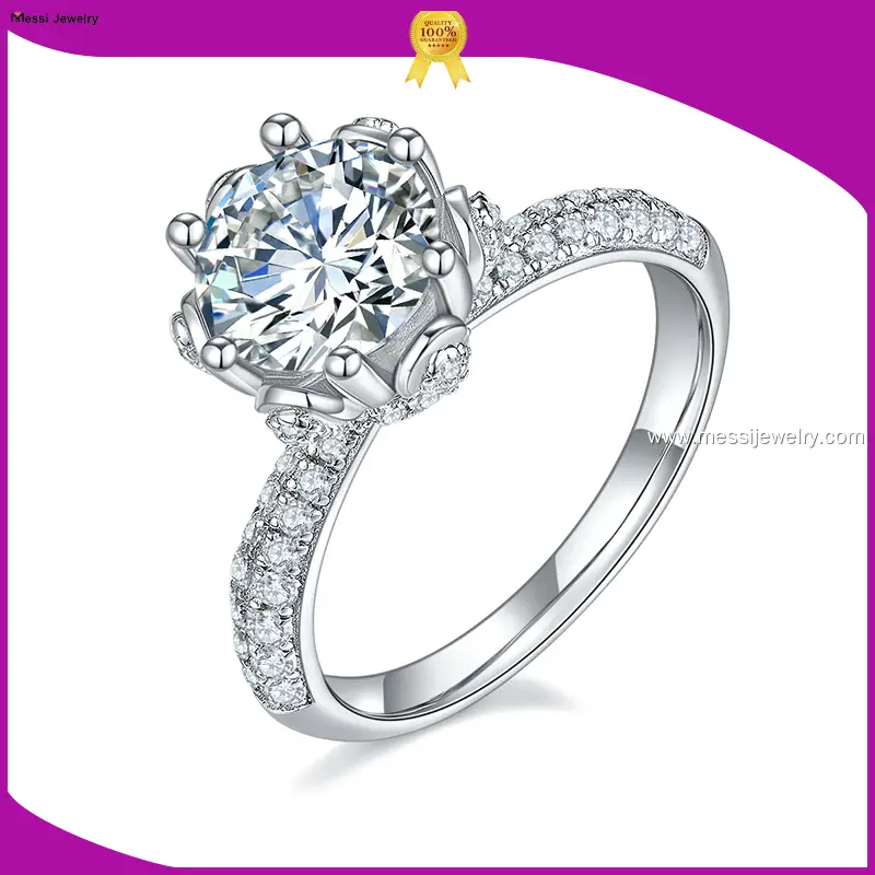 Sterling Silver Moissanite Engagement Rings with GRA Certificate 1
