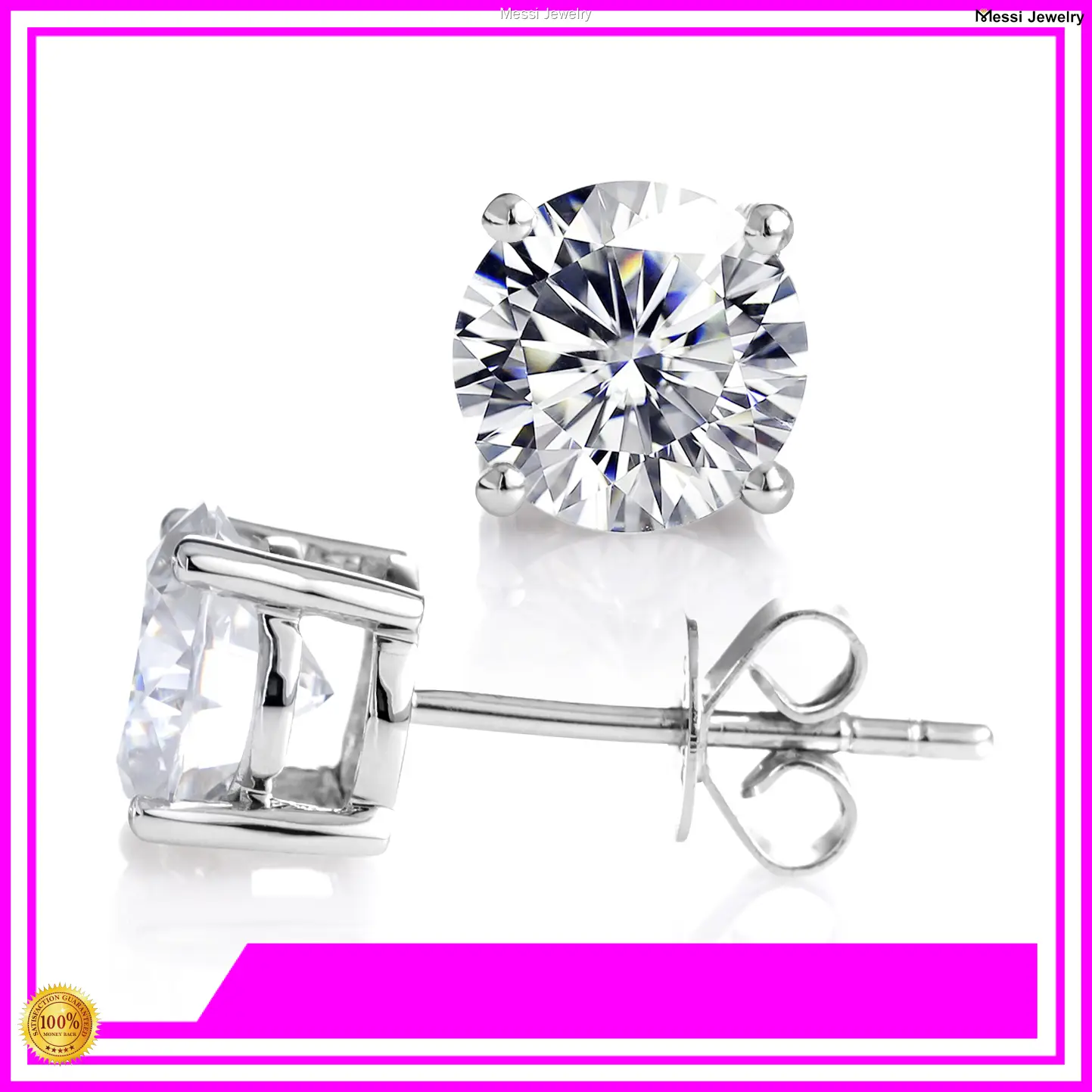 Man Made Diamond Stud Earrings - High Quality Fashion Jewelry 1