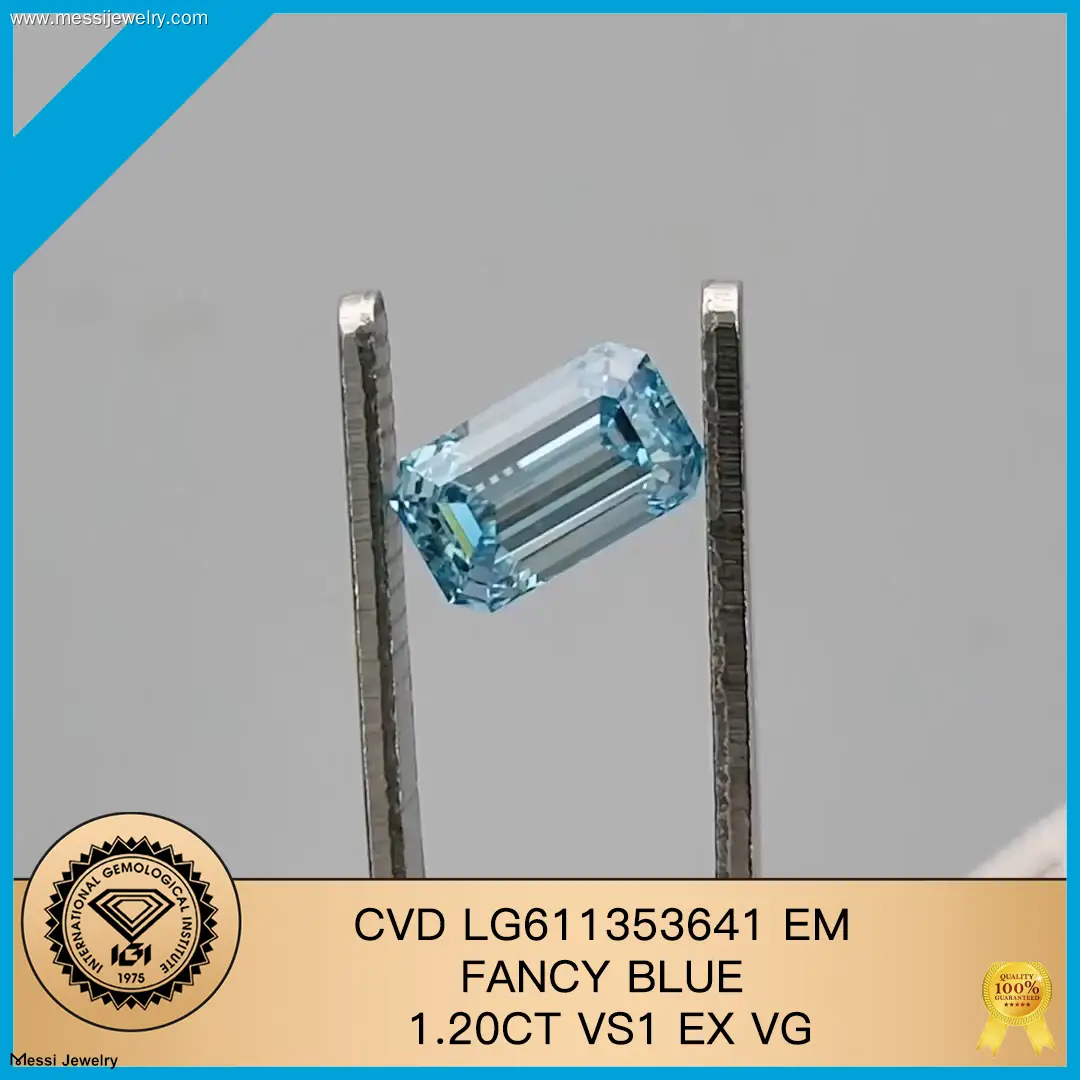 CVD Fancy Blue Emerald Lab Diamond 1.20CT VS1 IGI Certified 1