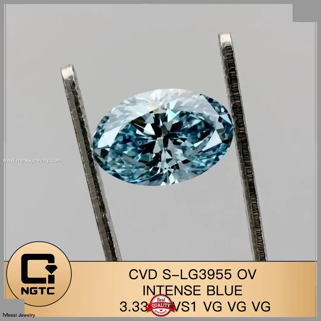 Lab Diamond Oval INTENSE BLUE 3.33CT VS1 CVD S-LG3955 - IGI Certified
 1