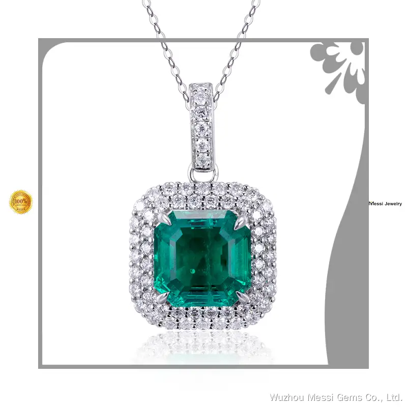 18K Gold Lab Grown Emerald Necklace - Messi Jewelry 1