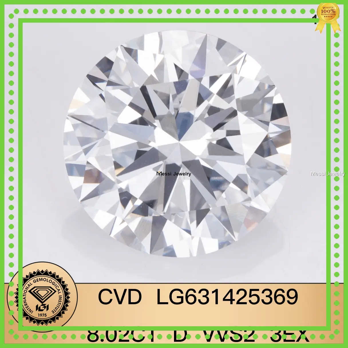 IGI Lab Grown Diamond 8.02CT D VVS2 3EX Round Shape - Authenticity Certified 1