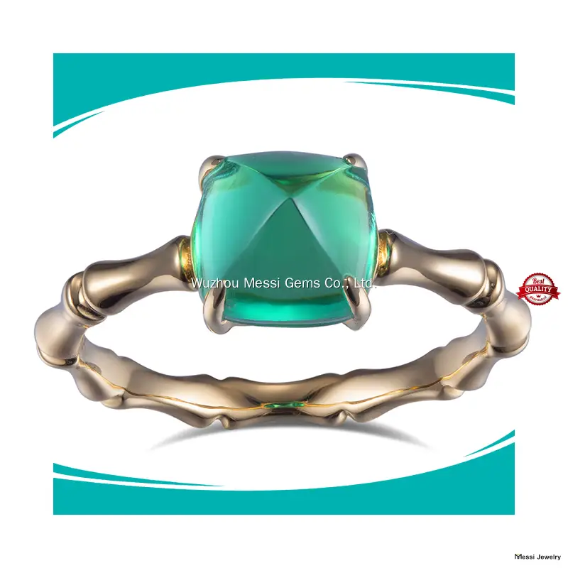 Messi Gems Lab Grown Emerald Ring - Trendy Synthetic Emerald - Fine Jewelry - Women's Yellow Gold Ring 1