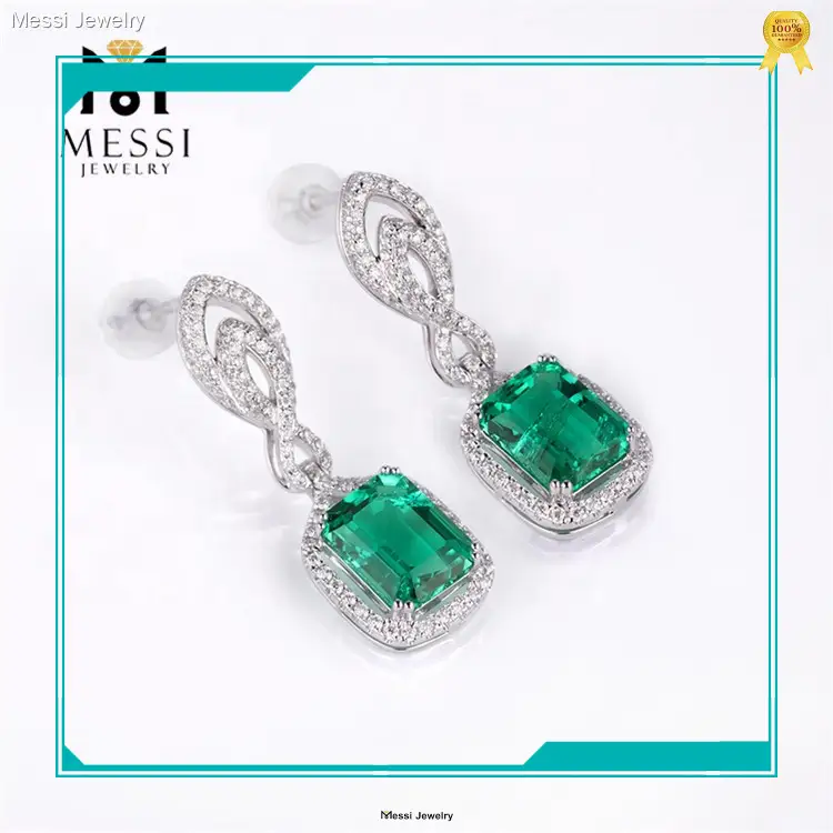 Messi Jewelry Vintage 14k 18k Gold Emerald Drop Earrings - Gemstone Earrings 1