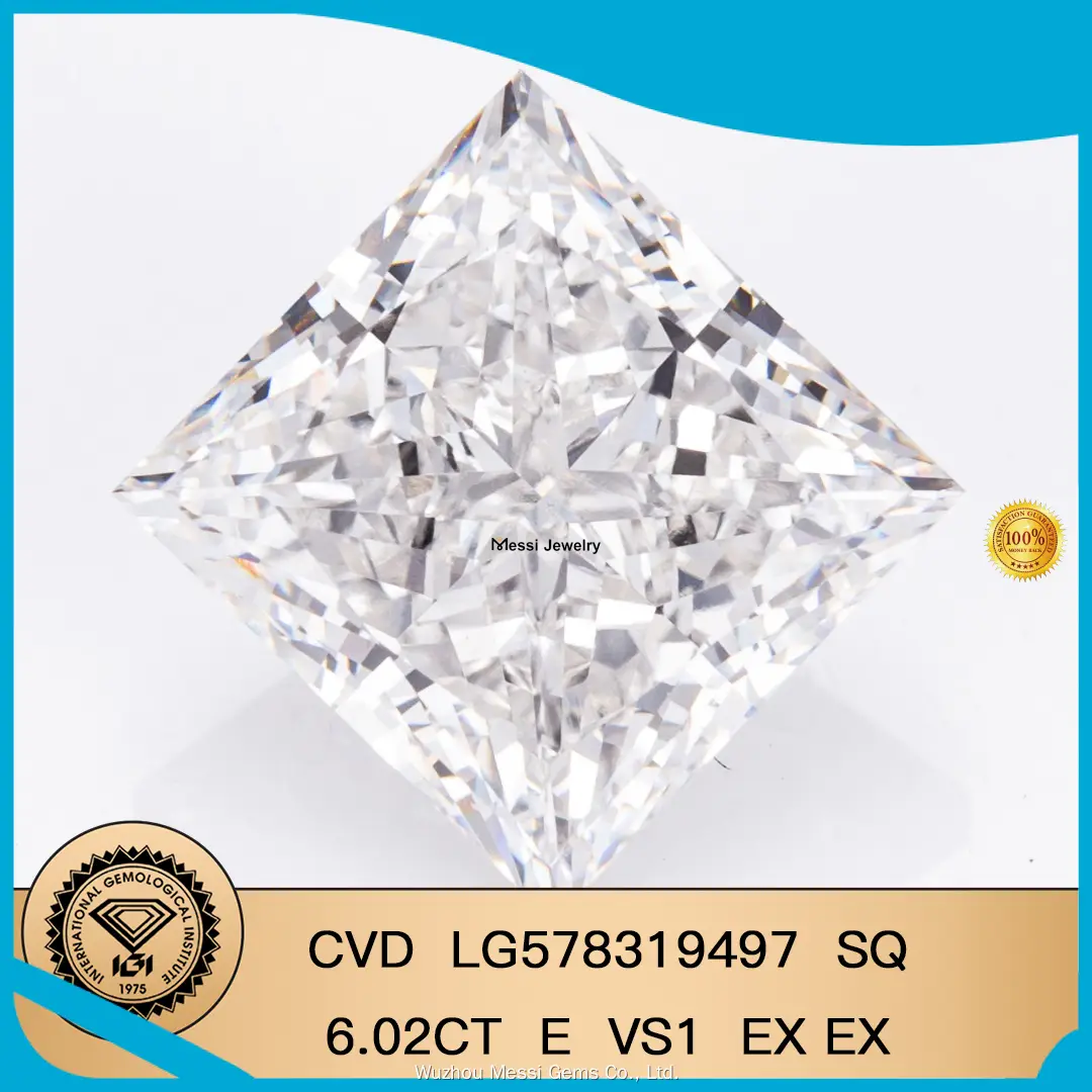 Lab Grown Diamond Manufacturer: 0.3-20 ct Sizes, IGI Certified, Customizable Princess CutDiamonds 1