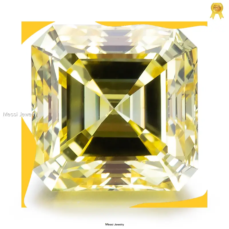 Messi Jewelry Asscher Cut Yellow Lab Grown Diamond 1