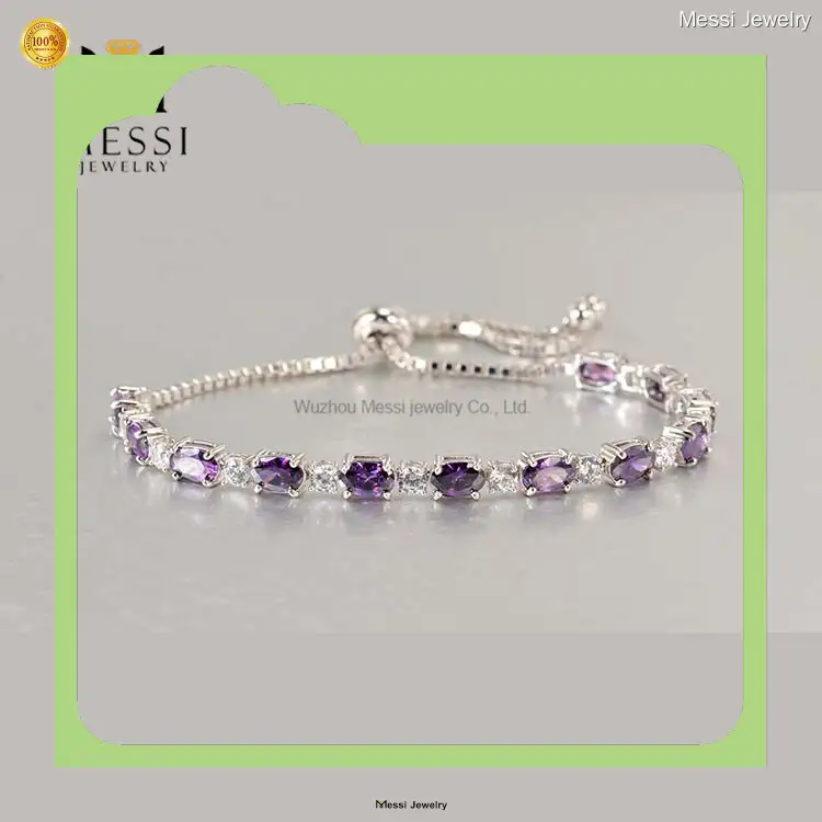 Messi Jewelry Oval Shape Synthetic Emerald & Moissanite Diamond Bolo Bracelet 1