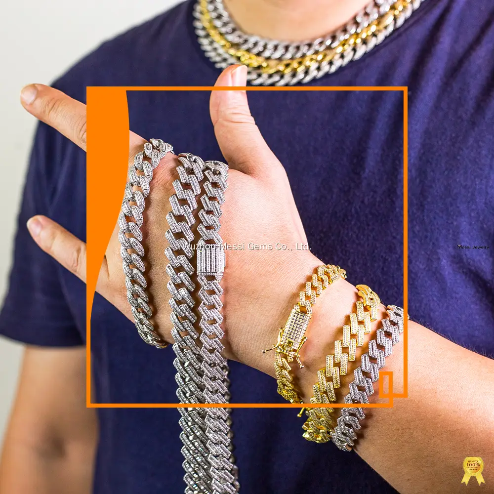 Hip hop Jewelry Moissanite Cuban Link Chain - High Quality Manufacturing Material 1