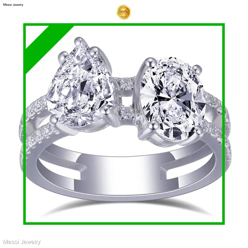 Messi Jewelry MSR-682 14K White Gold Moissanite Ring - Rose Gold 1