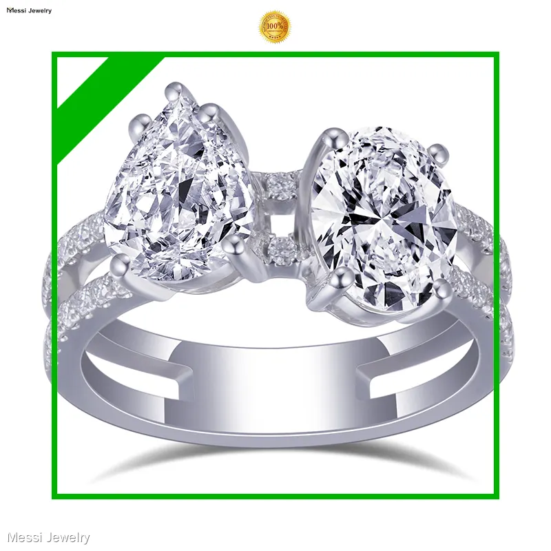 Messi Jewelry MSR-682 14K White Gold Moissanite Ring - Rose Gold 1