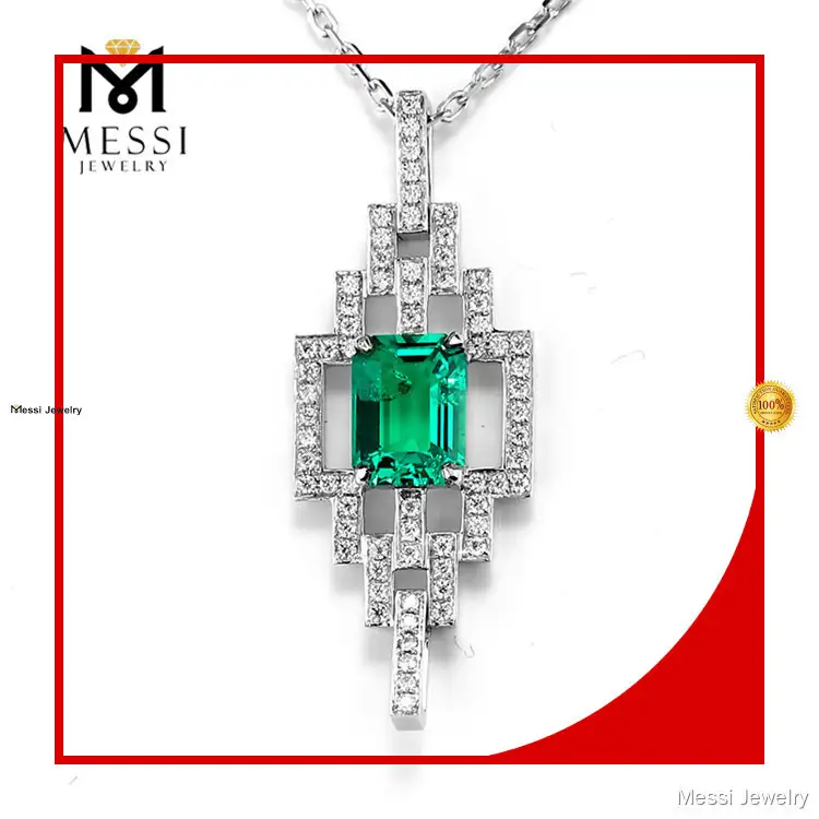 18K Gold Emerald Necklace - 0.6ct Pendant - Fashion Jewelry Necks 1