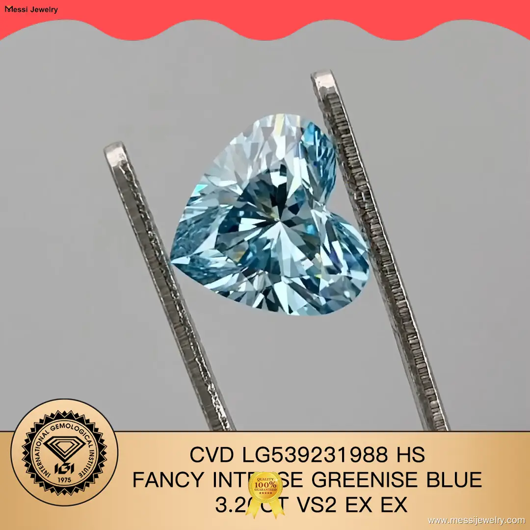Heart Shape Fancy Intense Blue Diamond 3.26CT VS2 - IGI Certified 1