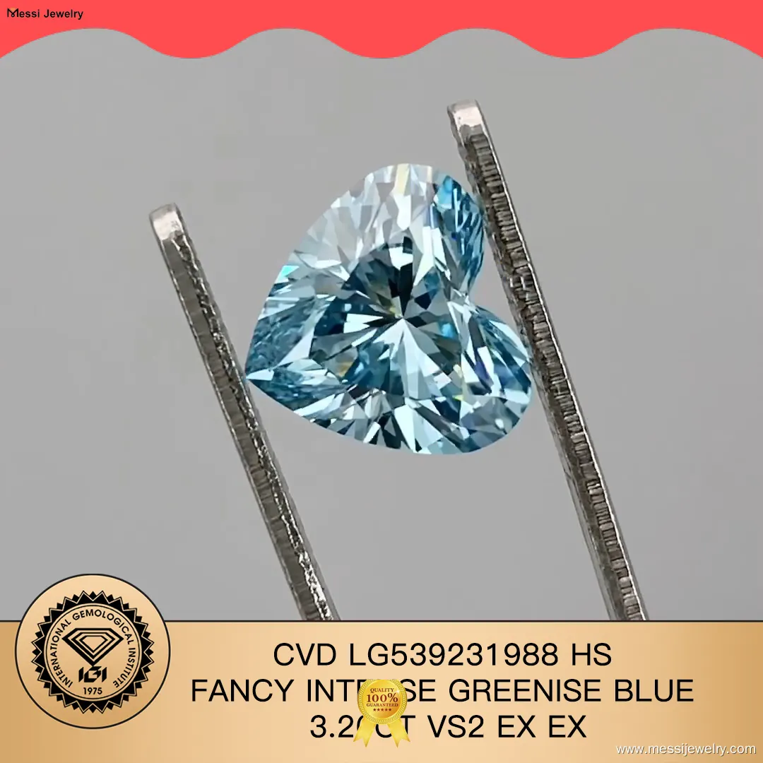 Heart Shape Fancy Intense Blue Diamond 3.26CT VS2 - IGI Certified 1