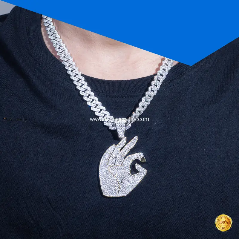 925 Silver HipHop Gold Plated Pendant with Moissanite Diamond 1