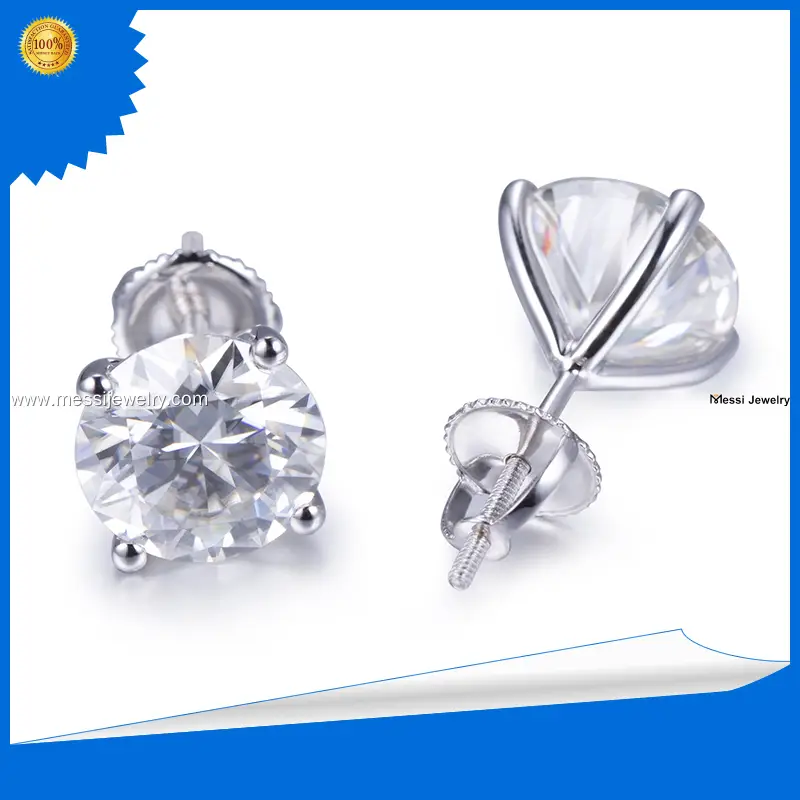 Custom moissanite stud earrings screw back quality assurance Manufacturer | Messi Jewelry 1