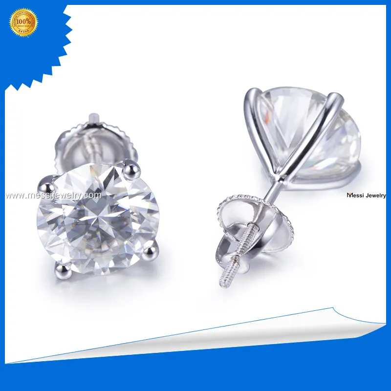 Custom moissanite stud earrings screw back quality assurance Manufacturer | Messi Jewelry 1