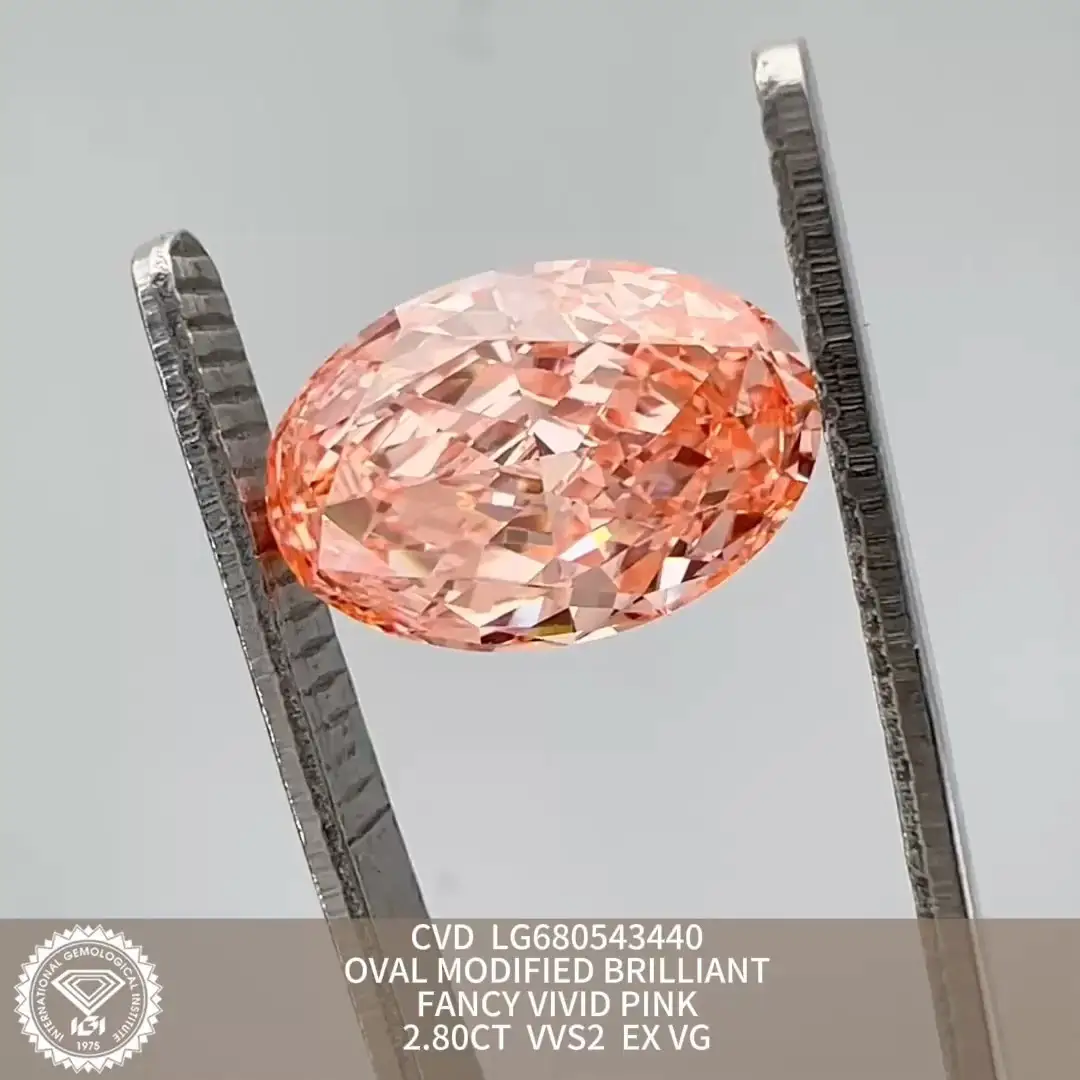 Messi Jewelry Radiant 3.01CT FANCY VIVID PINK VVS2 EX EX CVD Lab Diamond with IGI certificate LG694501895 1