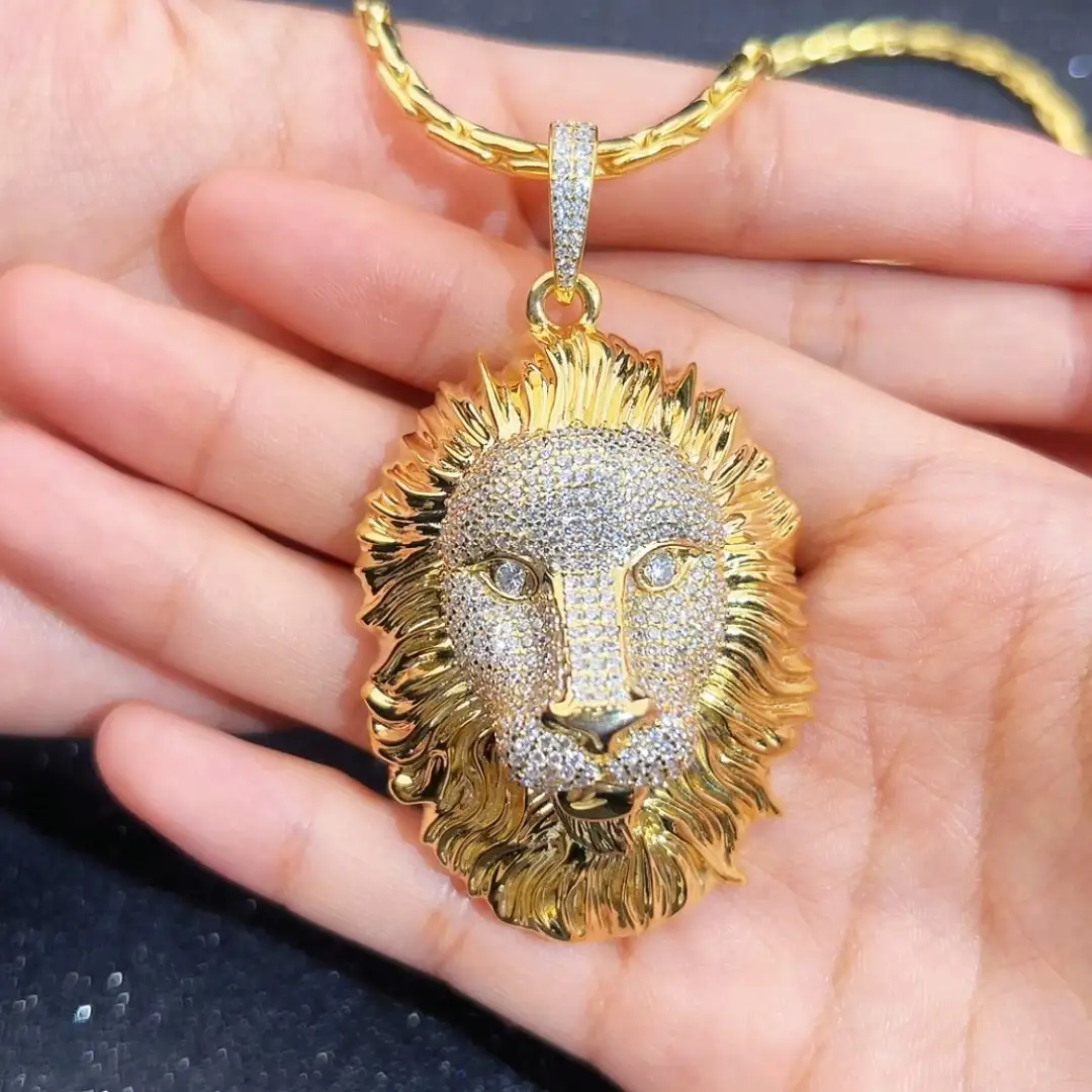 MSN 866 Messi Jewelry Moissanite Custom Lion Sign 925 Silver Hiphop arndant 1